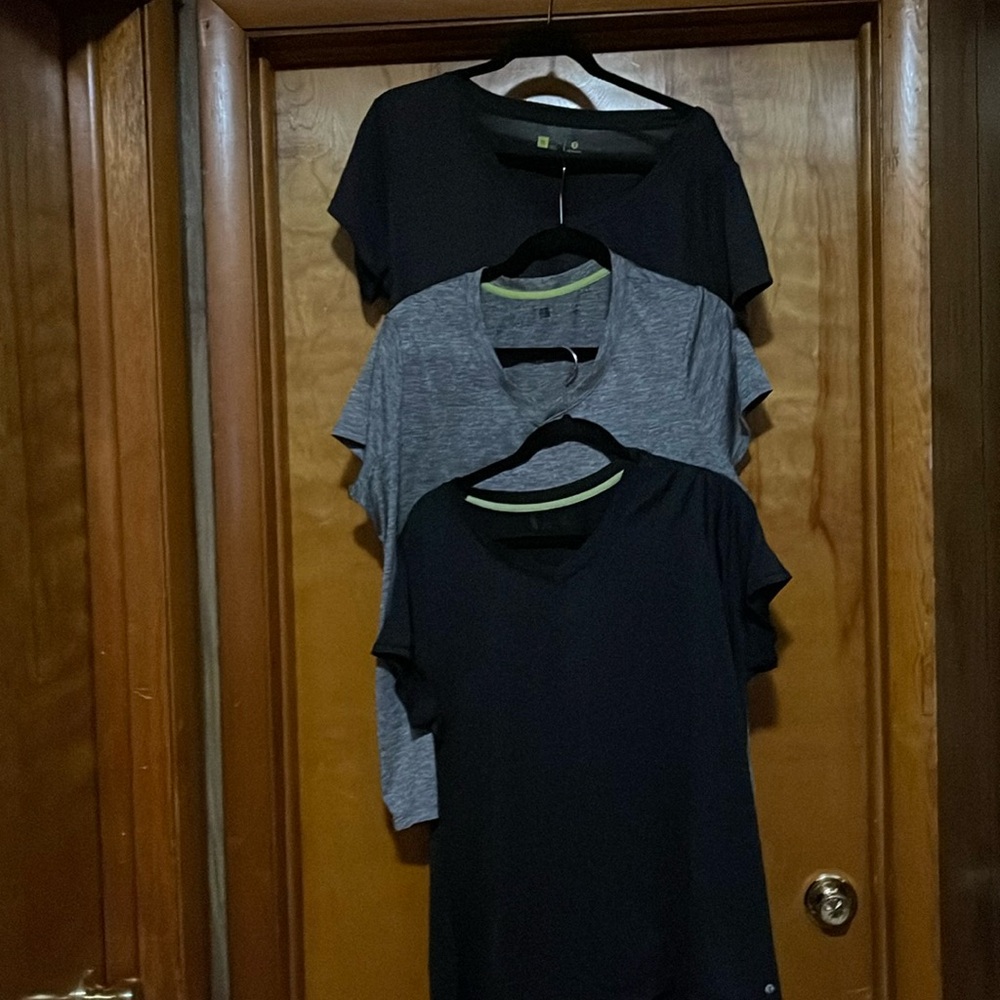 Set of 3 ladies XL black, dark gray and light gray neck shirts